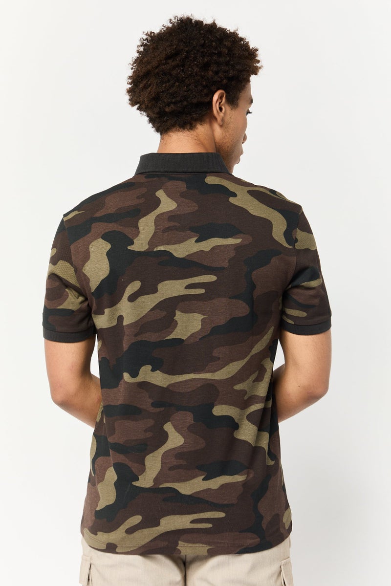 Celio Men Regular Fit Camouflage Short Sleeves Polo Shirt, Multicolor - Image 4